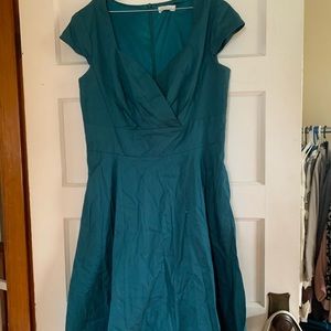 Teal Tea Length Party Dress